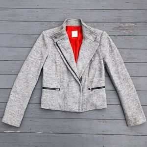 Gap Wool Tweed Asymmetrical Zip Moto Blazer XS